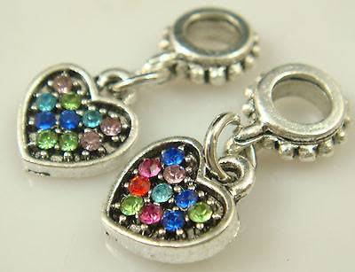 Multi-Color Crystal Love Charm Bead